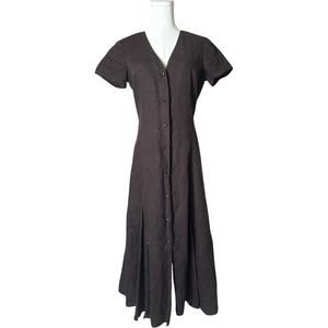 Vintage Talbots 100% Linen Maxi Dress – Dark Academia, Quiet Luxury, Preppy- 87